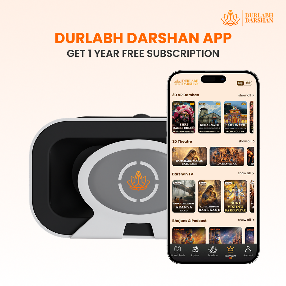 Durlabh Darshan with VR Headset + 1 Year App Subscription + Complimentary Abhimantrit Rudraksha