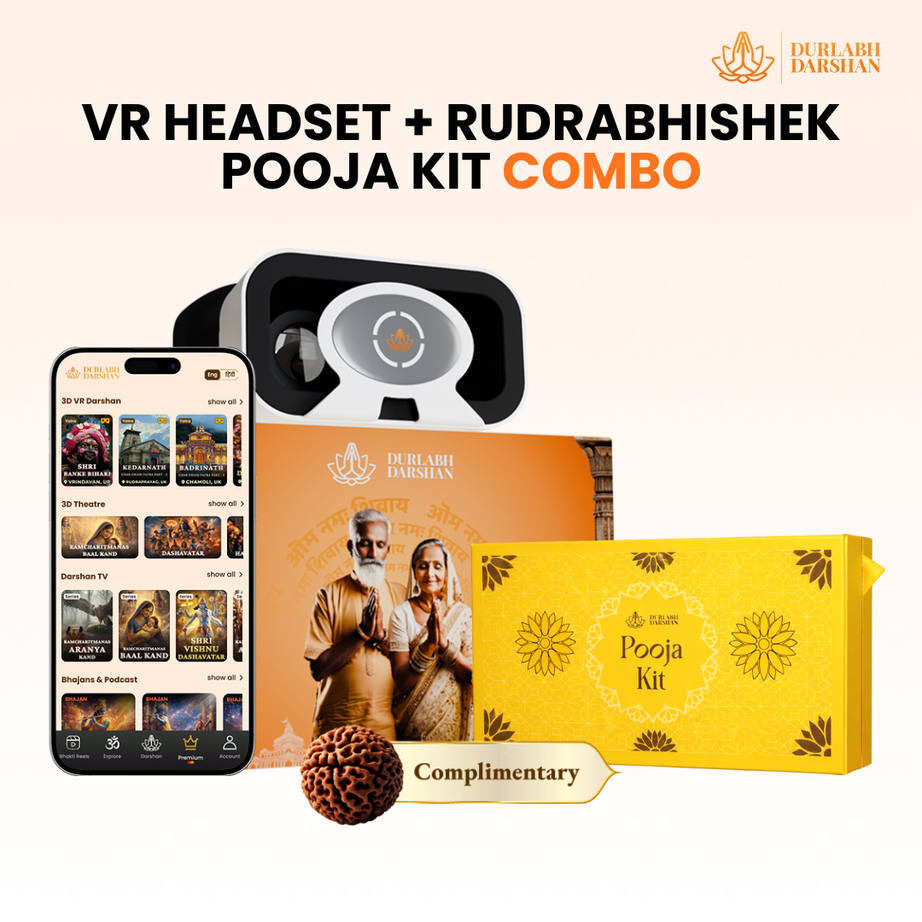 Durlabh Darshan Pooja Combo kit (Rudra Abhishek Pooja Kit + Durlabh Darshan VR Headset + 1 Month App Subscription